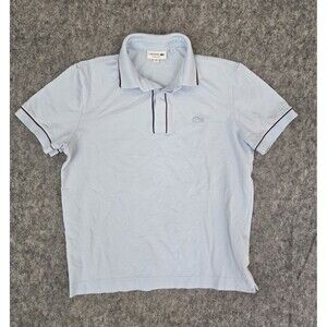 Lacoste Men's Sz Large Regular Fit Paris Stretch Piqué Polo in Light Blue PH8184